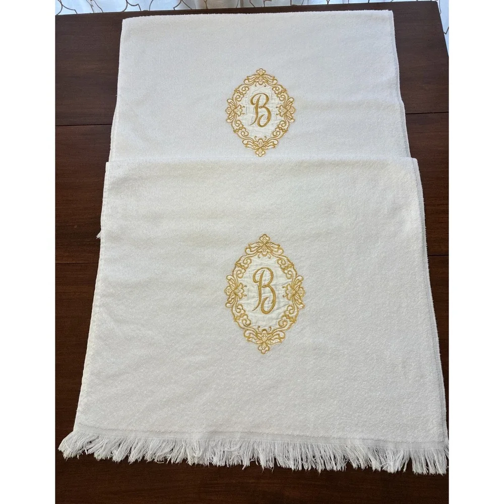VTG Set Of 2 White W/ Gold